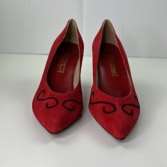 Vintage Giancarlo Rossi Red Suede Heeled Pumps - Picture 8 of 13
